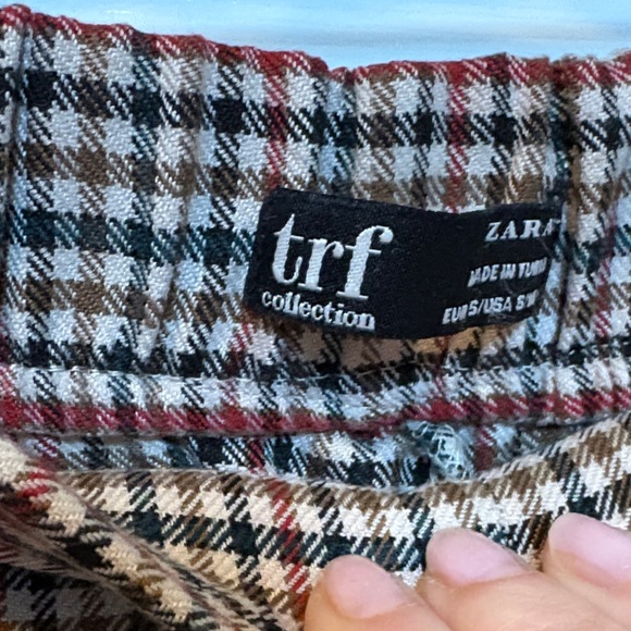 Zara TRF Collection Plaid Trousers in Red and Brown - Picture 2 of 8